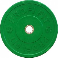 Диск для штанги каучуковый, зеленый, PROFI-FIT D-51, 10 кг